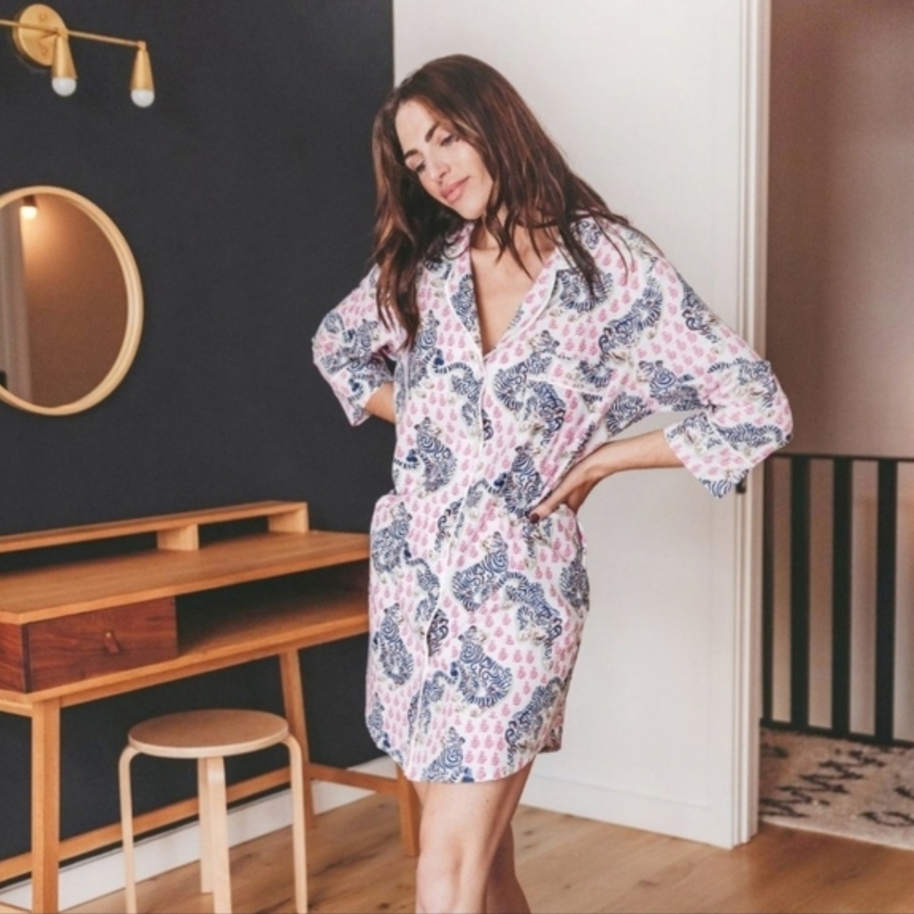 Women's Pink Paisley Cotton Short Nightgown